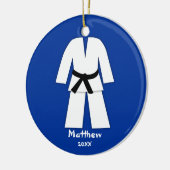 Taekwondo Karate Black Belt Blue Specialized Keramisch Ornament (Links)