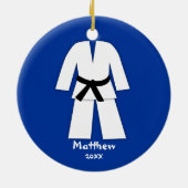 Taekwondo Karate Black Belt Blue Specialized Keramisch Ornament (Achterkant)