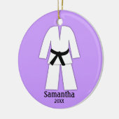 Taekwondo Karate Black Belt Paars gepersonaliseerd Keramisch Ornament (Links)