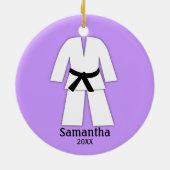 Taekwondo Karate Black Belt Paars gepersonaliseerd Keramisch Ornament (Achterkant)