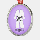 Taekwondo Karate Black Belt Paars gepersonaliseerd Metalen Ornament (Links)
