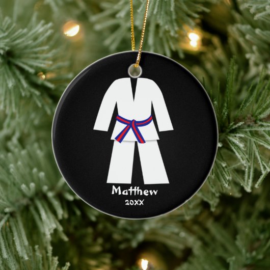 Taekwondo Karate Blue Red Belt - Gepersonaliseerd Keramisch Ornament (Boom)
