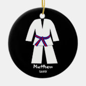 Taekwondo Karate Blue Red Belt - Gepersonaliseerd Keramisch Ornament (Voorkant)