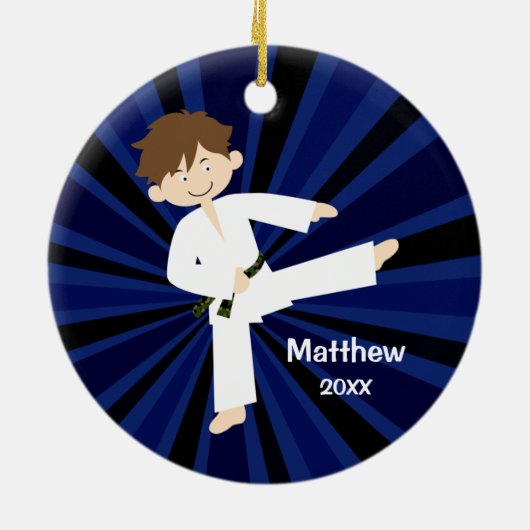 Taekwondo Karate Camo Belt Boy Gepersonaliseerd Keramisch Ornament (Achterkant)