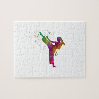Taekwondo-karate en acuarela legpuzzel