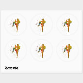 Taekwondo-karate en acuarela ronde sticker (Vel)