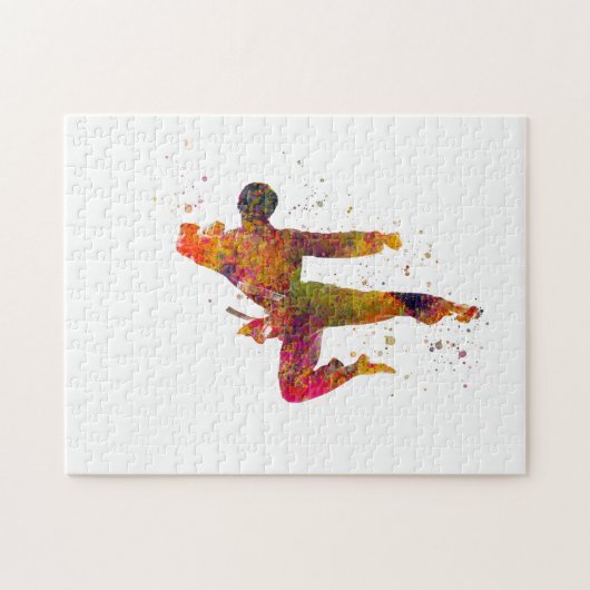 Taekwondo-karate en aquarel legpuzzel (Horizontaal)