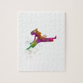 Taekwondo-karate en aquarel legpuzzel (Verticaal)