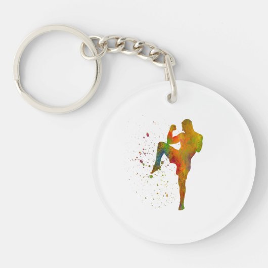 Taekwondo-karate en aquarel sleutelhanger (Voorkant)