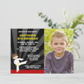 Taekwondo Karate Gele Riem Uitnodigingen Verjaarda (Staand voorkant)