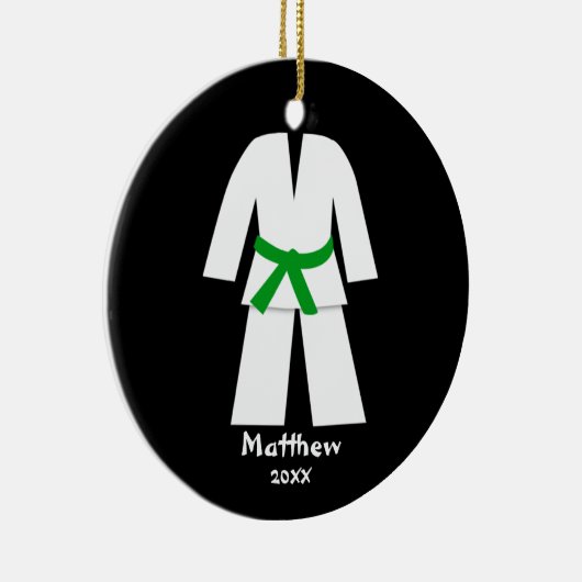 Taekwondo Karate Green Belt Aangepast Keramisch Ornament (Rechts)