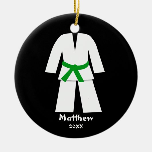 Taekwondo Karate Green Belt Aangepast Keramisch Ornament (Voorkant)