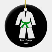Taekwondo Karate Green Belt Aangepast Keramisch Ornament (Achterkant)