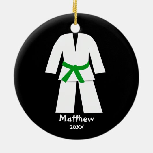Taekwondo Karate Green Belt Aangepast Keramisch Ornament (Achterkant)