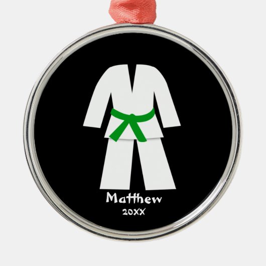 Taekwondo Karate Green Belt Aangepast Metalen Ornament (Voorkant)