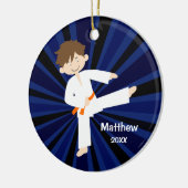 Taekwondo Karate Oranje Belt Boy Gepersonaliseerd Keramisch Ornament (Links)