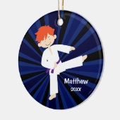 Taekwondo Karate Paarse Belt Red Boy Aangepast Keramisch Ornament (Links)