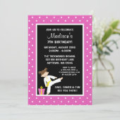 Taekwondo Karate Roze Sterren Meisje Verjaardag Kaart (Staand voorkant)