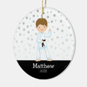 Taekwondo Karate Star Black Belt Boy Personalized Keramisch Ornament (Links)
