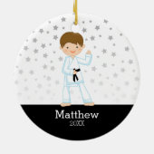 Taekwondo Karate Star Black Belt Boy Personalized Keramisch Ornament (Achterkant)