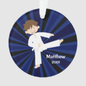 Taekwondo Karate White Belt Boy Gepersonaliseerd Ornament (voorkant)