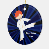Taekwondo Karate White Belt Red Boy Aangepast Keramisch Ornament (Links)