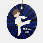 Taekwondo Karate Yellow Belt Boy Gepersonaliseerd Keramisch Ornament (Links)