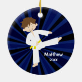 Taekwondo Karate Yellow Belt Boy Gepersonaliseerd Keramisch Ornament (Achterkant)