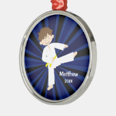 Taekwondo Karate Yellow Belt Boy Gepersonaliseerd Metalen Ornament (Links)