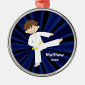 Taekwondo Karate Yellow Belt Boy Gepersonaliseerd Metalen Ornament (Voorkant)