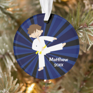 Taekwondo Karate Yellow Belt Boy Gepersonaliseerd Ornament