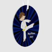 Taekwondo Karate Yellow Belt Boy Gepersonaliseerd Ornament (voorkant)