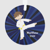 Taekwondo Karate Yellow Belt Boy Gepersonaliseerd Ornament (achterkant)