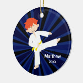 Taekwondo Karate Yellow Belt Red Boy Aangepast Keramisch Ornament (Links)