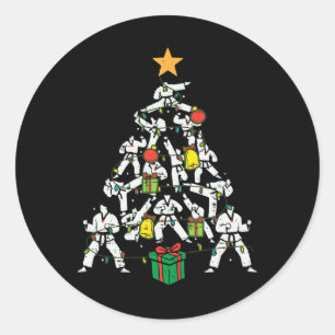 Taekwondo Kerstboom Kerstmis Martial Arts Karate Ronde Sticker