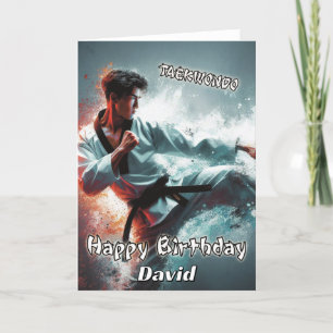 Taekwondo Kicking Spirit Verjaardag Kaart
