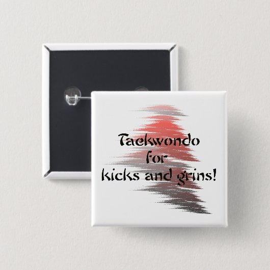 Taekwondo Kicks en Grins Square Button (Voorkant /achterkant)
