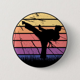 Taekwondo Martial Art Meester Zwart Band Ontwerp Ronde Button 5,7 Cm