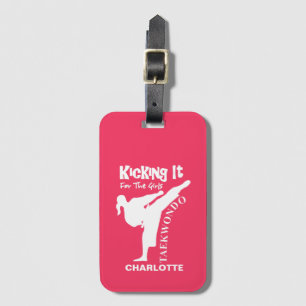 Taekwondo Martial Arts Cute Girly Bagagelabel