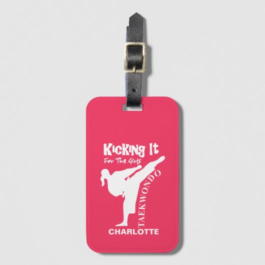 Taekwondo Martial Arts Cute Girly Bagagelabel (Voorkant (verticaal))