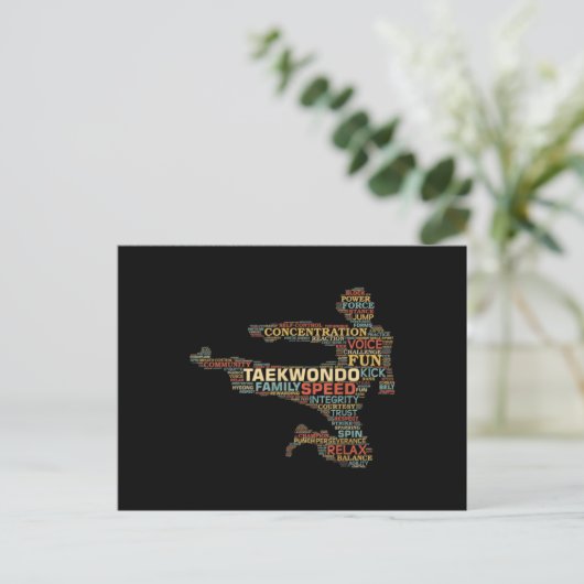 Taekwondo Martial Arts Fighter Word Art  Briefkaart (Staand voorkant)