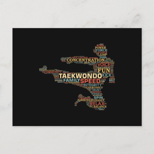 Taekwondo Martial Arts Fighter Word Art  Briefkaart (Voorkant)