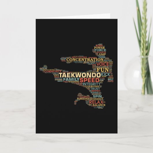 Taekwondo Martial Arts Fighter Word Art Kaart (Voorkant)