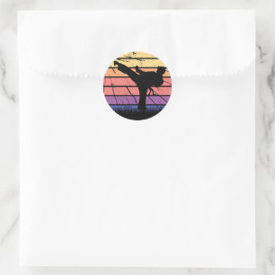 Taekwondo Martial Arts Meester Zwarte Band Ontwerp Ronde Sticker