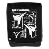 Taekwondo Martial Arts Sports Terminology Rugtassen (Voorkant)