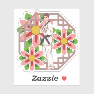 Taekwondo Meester & Lotusbloemen - Martial Harmony Sticker