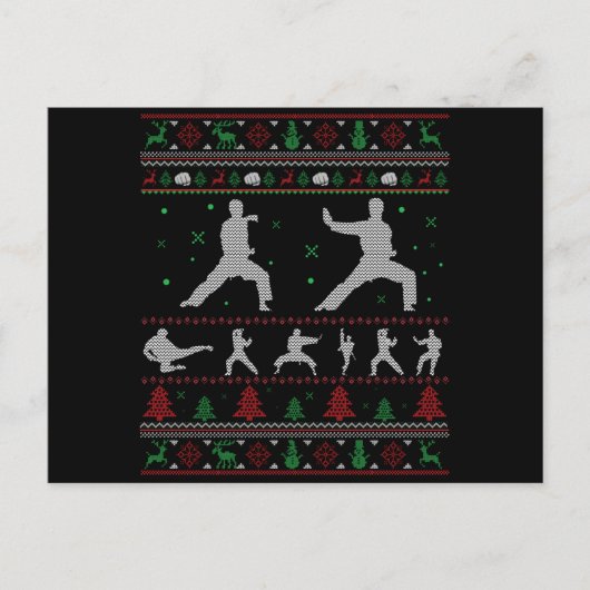 Taekwondo Merry kerstcadeau met lelijke kerst Briefkaart (Voorkant)