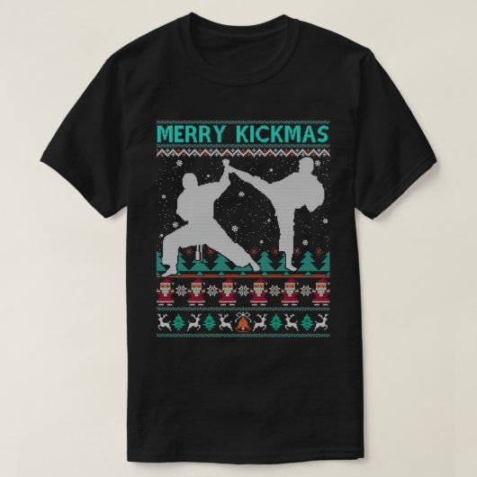 Taekwondo Merry Kickmas kersthuwelijk Funny Ar T-shirt (Design voorkant)