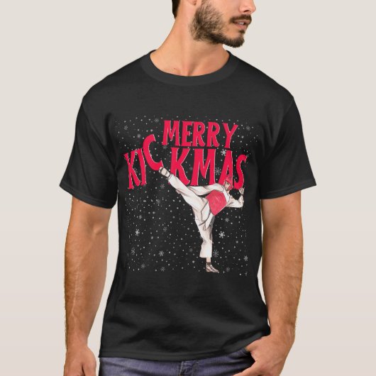 Taekwondo Merry Kickmas, prettige kerstcadeautjes T-shirt (Voorkant)