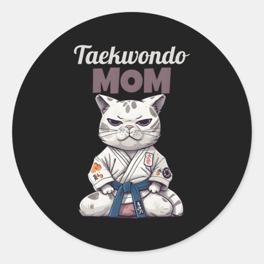 Taekwondo Moeder Kat Karate Judo Ronde Sticker (Voorkant)